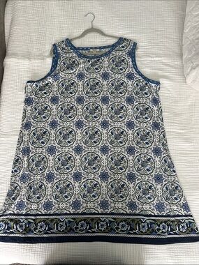 Max Studio Women’s 3X Blue and White Paisley Print mini dress